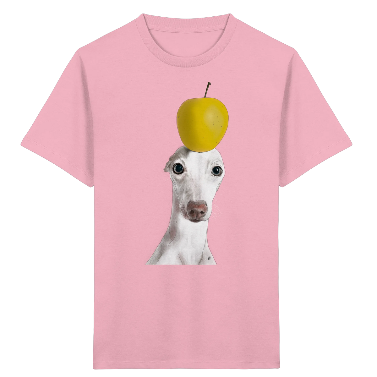 Bio Kinder T-Shirt in Pink mit handgezeichneter Iggy-Illustration Gelassen 
