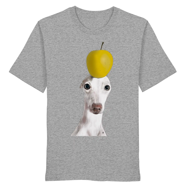 Handgezeichnete Iggy-Illustration Gelassen auf einem Bio-T-Shirt in hellgrau meliert