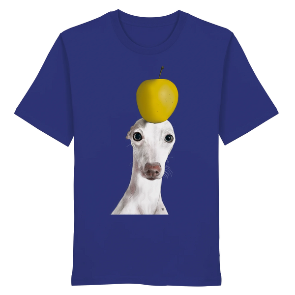 Handgezeichnete Iggy-Illustration Gelassen auf einem Bio-T-Shirt in Ultramarinblau