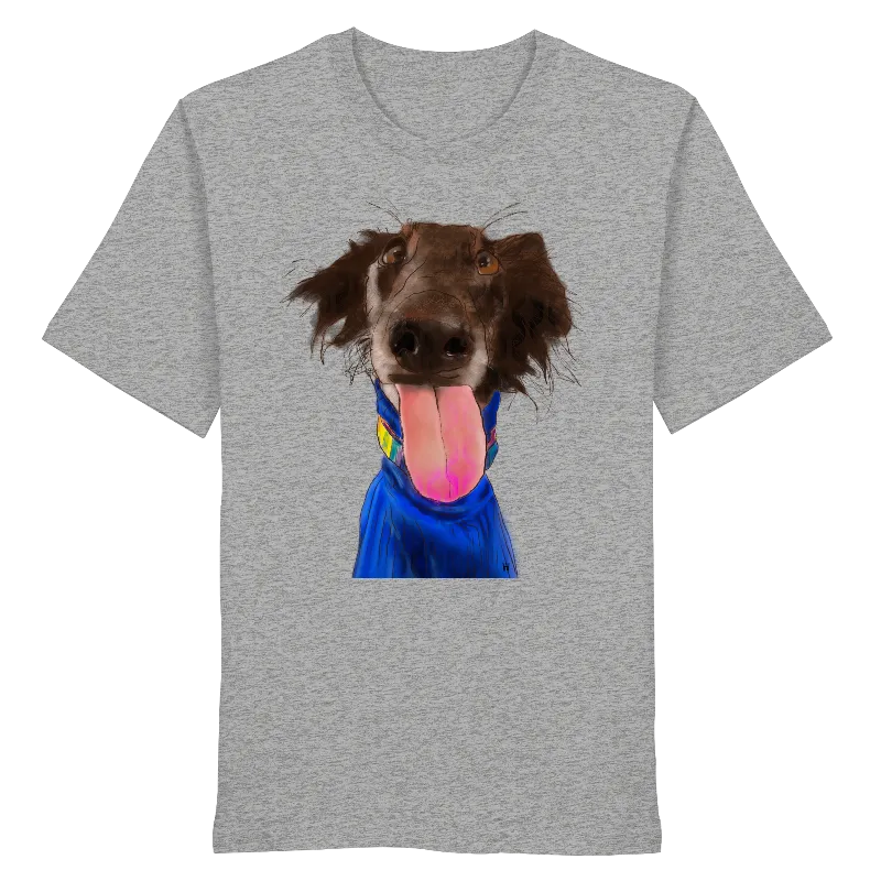 Handgezeichnete Silken-Windsprite-Illustration "Crazy" auf einem Bio-T-Shirt in heather grey.